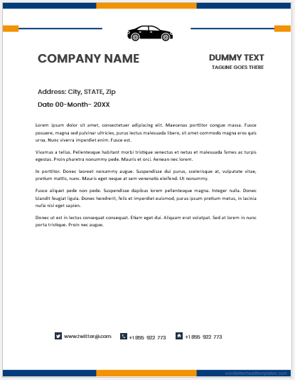Car company letterhead template
