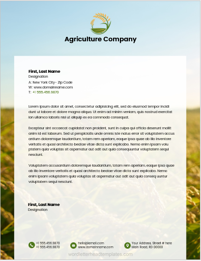 Agriculture company letterhead template