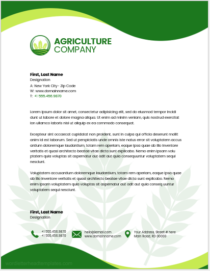 Agriculture company letterhead template