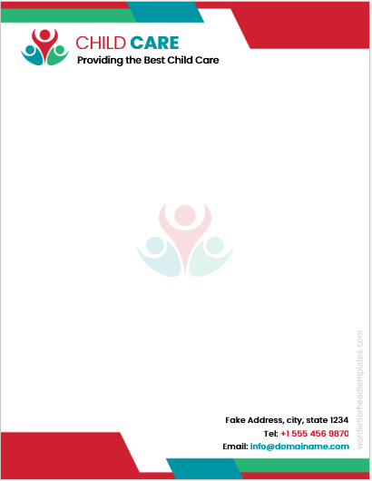 Childcare center letterhead template