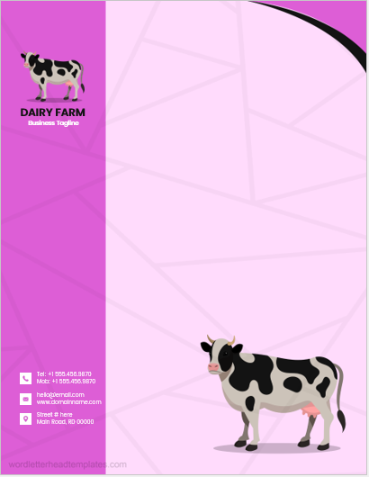 Dairy farm business letterhead template
