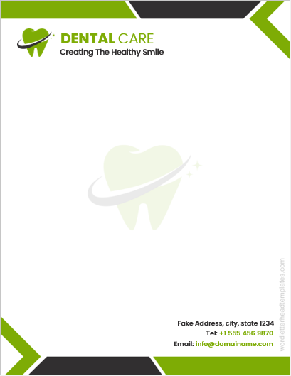 Dental care center letterhead template
