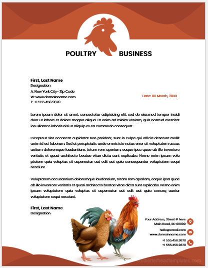 Poultry business letterhead template