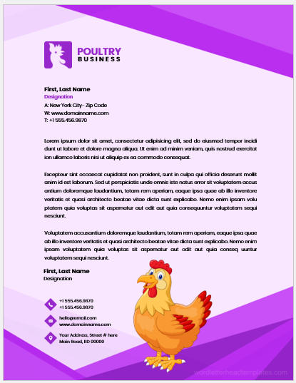Poultry business letterhead template