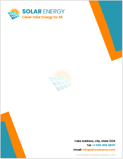 Solar energy company letterhead template
