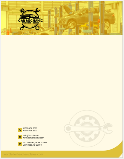 Auto workshop or car mechanic letterhead template