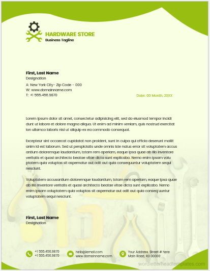 Hardware store letterhead template