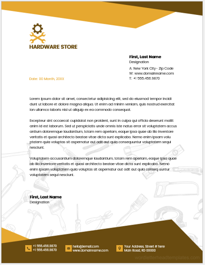 Hardware store letterhead template