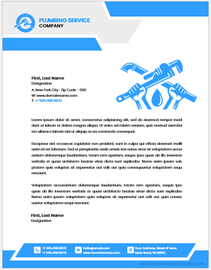 Plumbing Service Company Letterhead