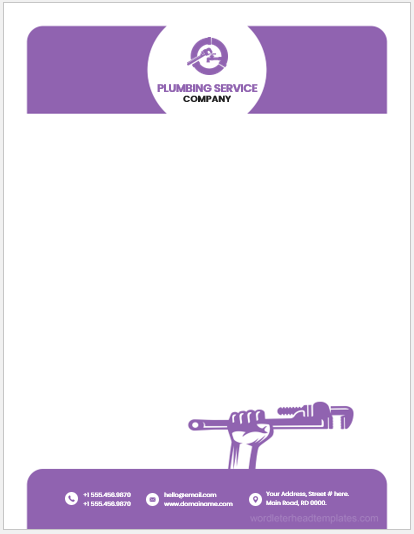 Plumbing Service Company Letterhead