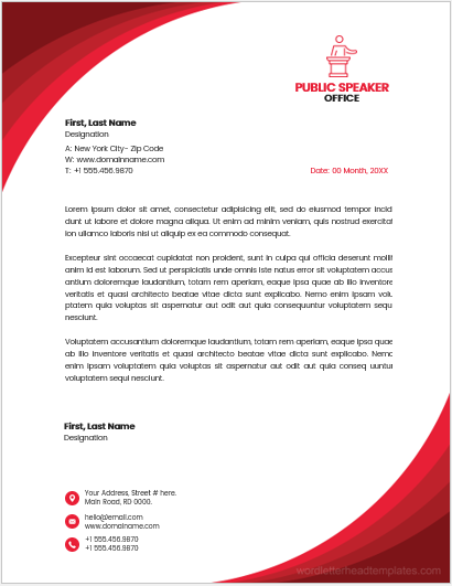 Public Speaker Office Letterhead