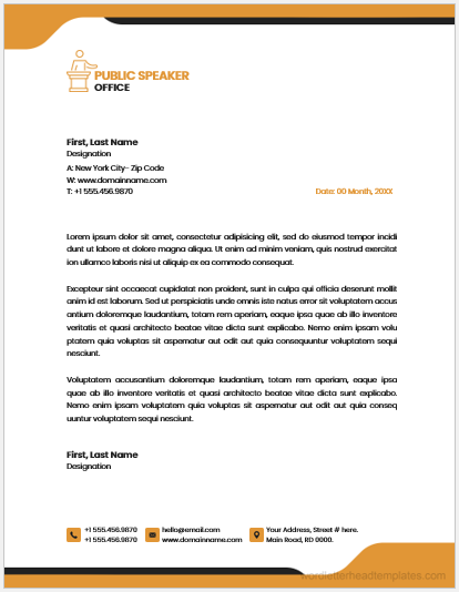 Public Speaker Office Letterhead