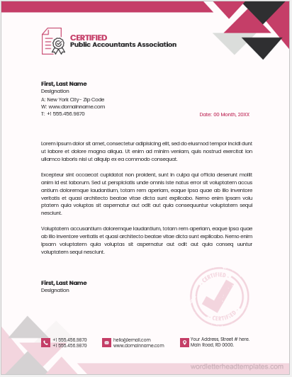 Public Accountant office letterhead template