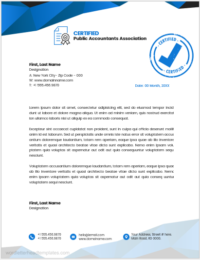 Public Accountant office letterhead template