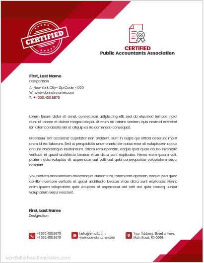 Public Accountant office letterhead template