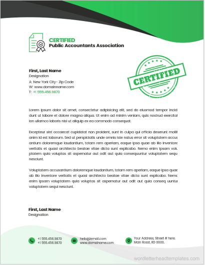 Certified public accountant association letterhead