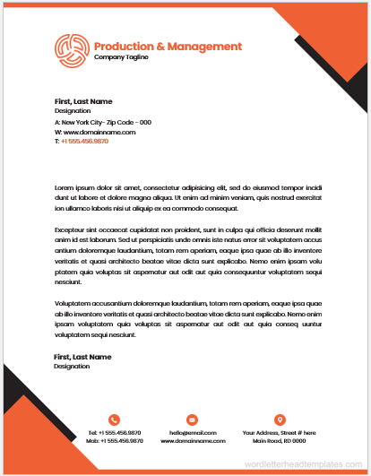 Production and management company office letterhead