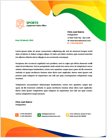 Sports Equipment Sale Office Letterheads