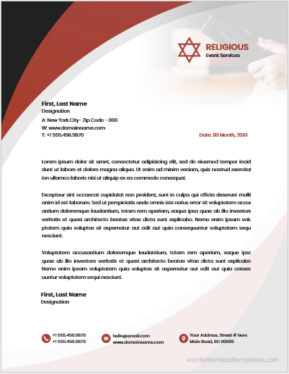 Religious event services office letterhead