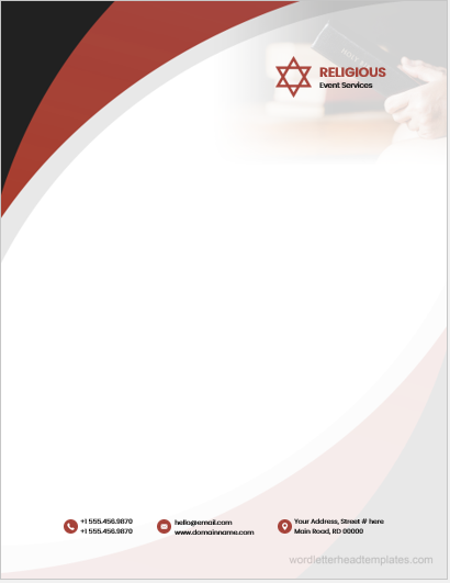 Religious event services office letterhead template