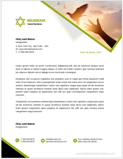 Religious event services office letterhead template