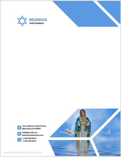 Religious event services office letterhead template