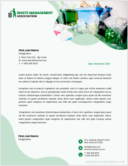 Waste management association office letterhead template