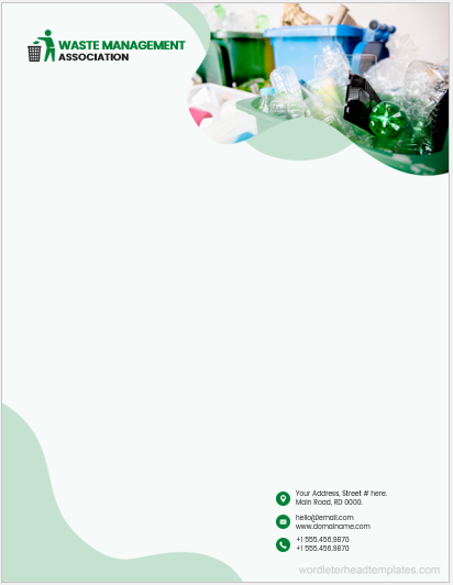 Waste management association office letterhead template