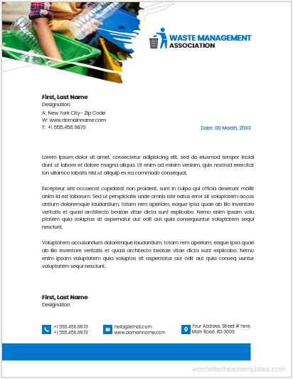 Waste management association office letterhead template