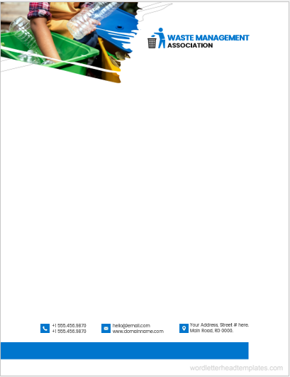 Waste management association office letterhead template