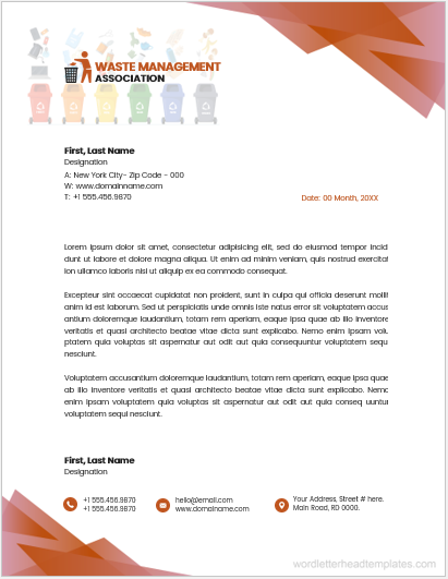 Waste management association office letterhead template