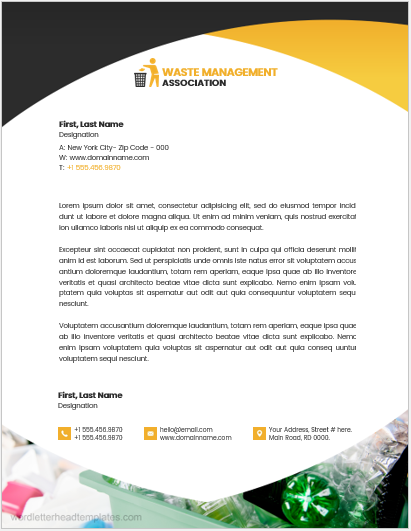 Waste management association office letterhead template