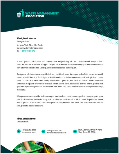 Waste management association office letterhead template