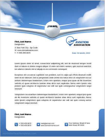 Aviation association letterhead template