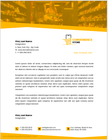 Convenience store office letterheads