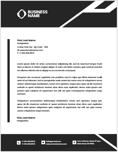 Black and white color letterhead for business