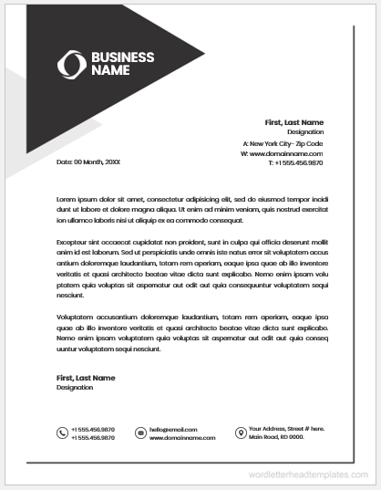 Black and white color letterhead for business