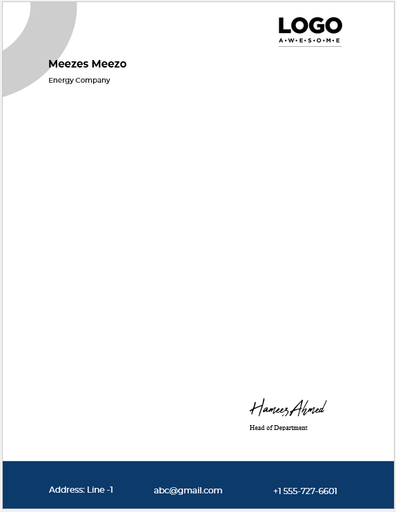 Manager office letterhead template