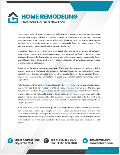 Home remodeling company office letterhead