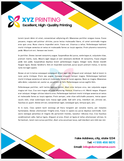 Printing company letterhead template