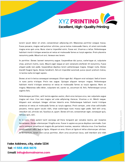 Printing company letterhead template