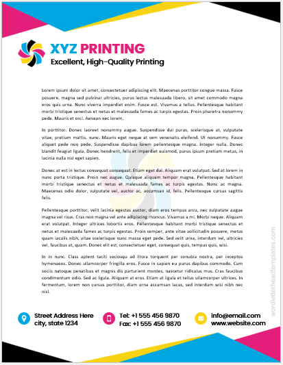 Printing company letterhead template