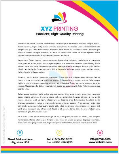 Printing company letterhead template