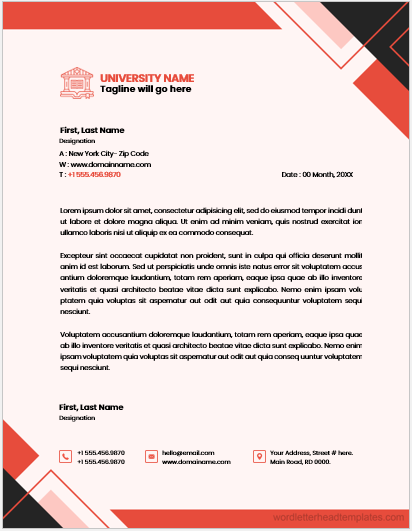 University of educational institute letterhead template