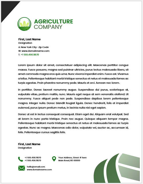 Agriculture Company Letterhead Template